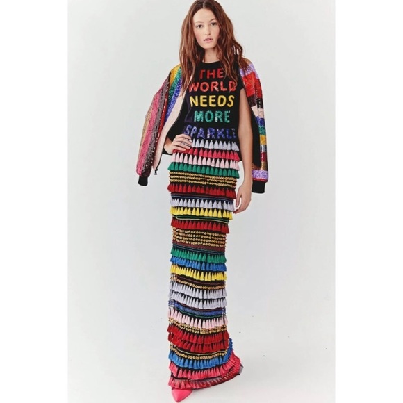 Alice + Olivia Dresses & Skirts - ISO Alice + Olivia Merrill Rainbow Tassel Maxi Skirt